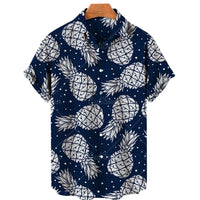 Tropical Hawaii Shirt with Short Sleeves – Mateo-Dark Blue White Pineapple-S-State of Style