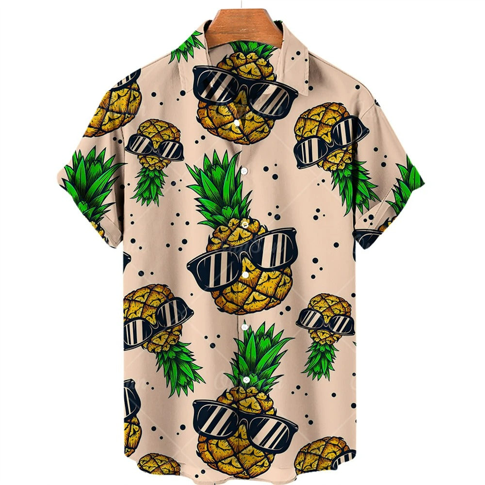 Tropical Hawaii Shirt with Short Sleeves – Mateo-Light pink pineapple-S-State of Style