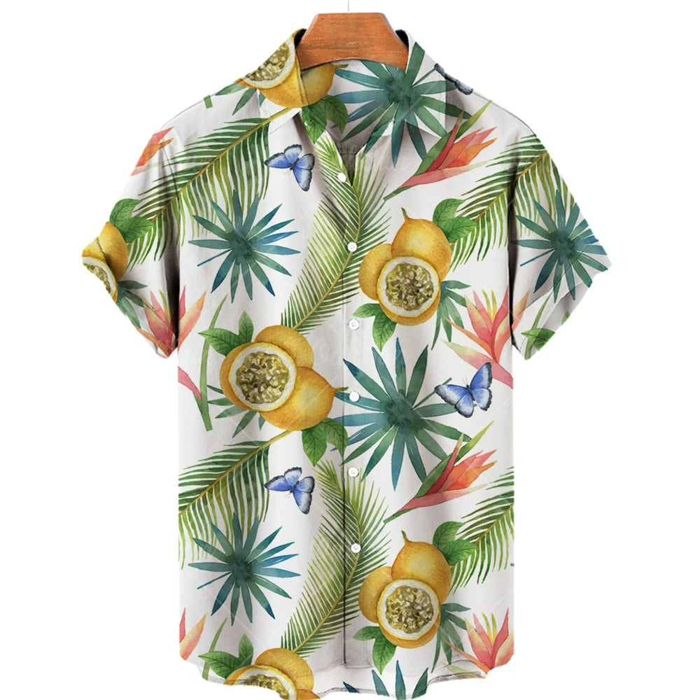 Tropical Hawaii Shirt with Short Sleeves – Mateo-White Passionfruit-S-State of Style