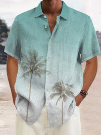 Tropical Men's Summer Shirt with Coconut Tree Print – Maceo-Blue-S-State of Style