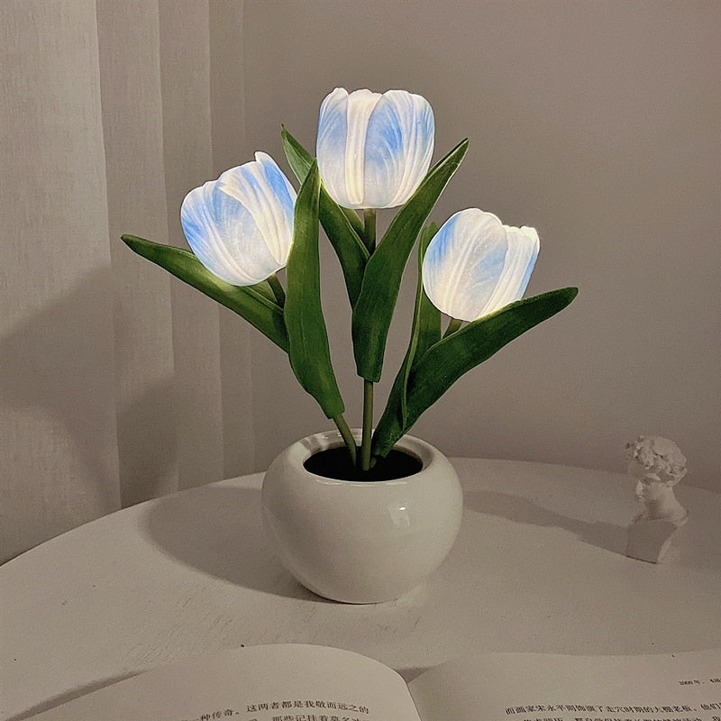 Tulip Night Lamp - LumiTulip-3 Blue-Batteries-State of Style