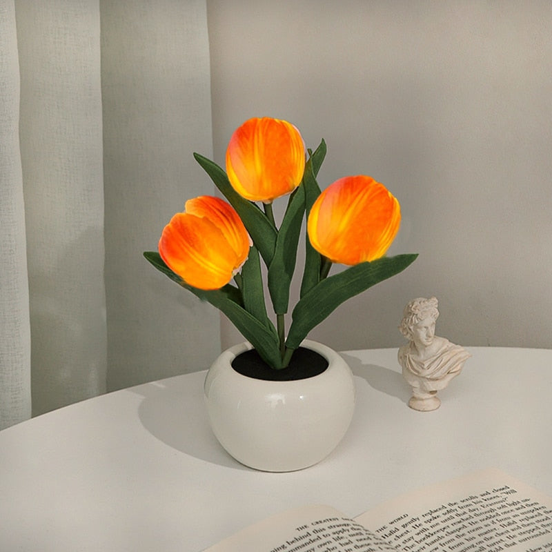 Tulip Night Lamp - LumiTulip-3 Orange-Batteries-State of Style