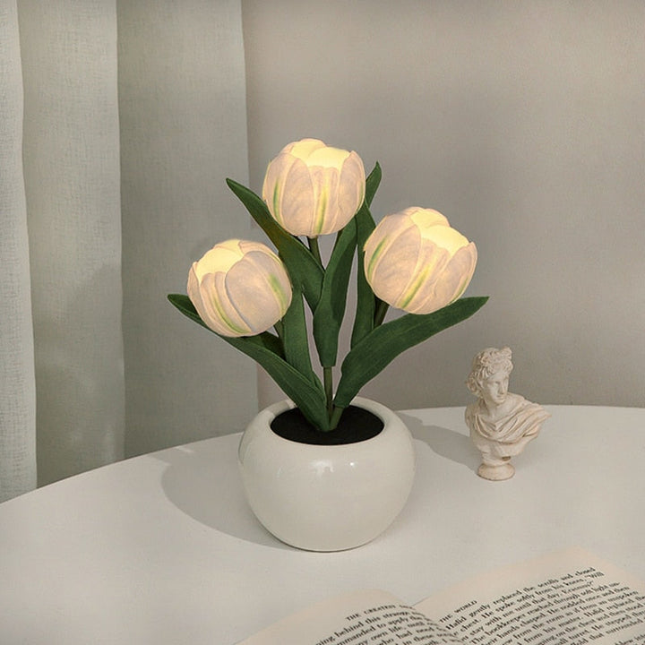 Tulip Night Lamp - LumiTulip-3 White-Batteries-State of Style