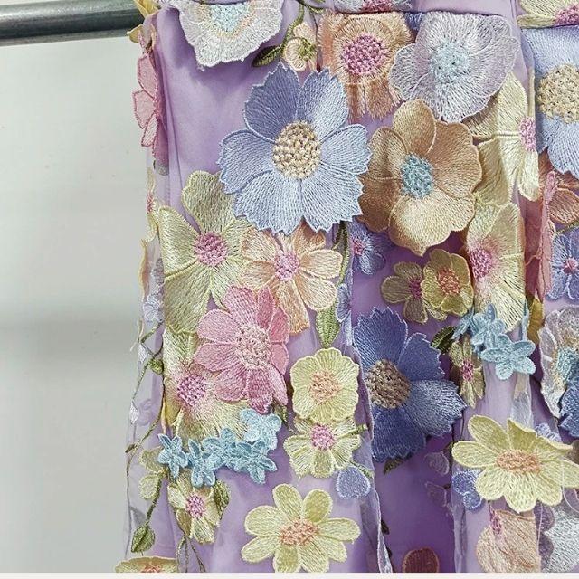 Tulle Cocktail Dress with Floral Appliqués - Rosalie-Purple-XS-State of Style