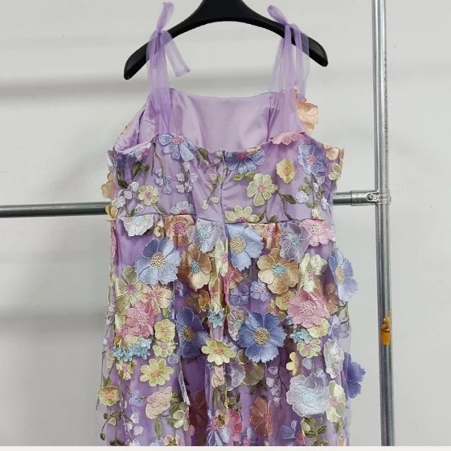 Tulle Cocktail Dress with Floral Appliqués - Rosalie-Purple-XS-State of Style