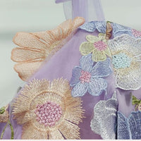 Tulle Cocktail Dress with Floral Appliqués - Rosalie-Purple-XS-State of Style