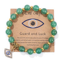 Turkish Evil Eye Pendant Bracelet | Protection Beads Jewellery-17 CM (Sold out!)-Green Aventurine-State of Style