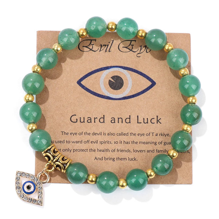 Turkish Evil Eye Pendant Bracelet | Protection Beads Jewellery-17 CM (Sold out!)-Green Aventurine-State of Style