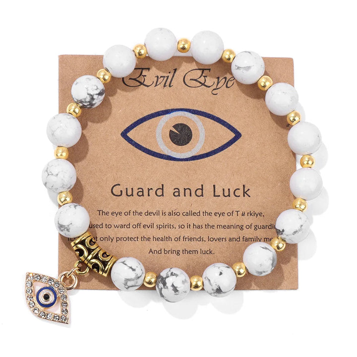 Turkish Evil Eye Pendant Bracelet | Protection Beads Jewellery-17 CM (Sold out!)-Howlite-State of Style