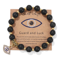 Turkish Evil Eye Pendant Bracelet | Protection Beads Jewellery-17 CM (Sold out!)-Lava Stone-State of Style