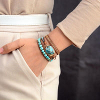 Turquoise Calming Energy Wrap Bracelet - Elara-State of Style