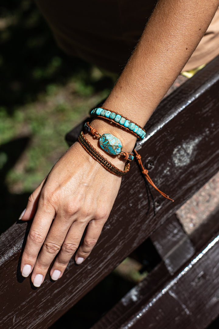 Turquoise Calming Energy Wrap Bracelet - Elara-State of Style