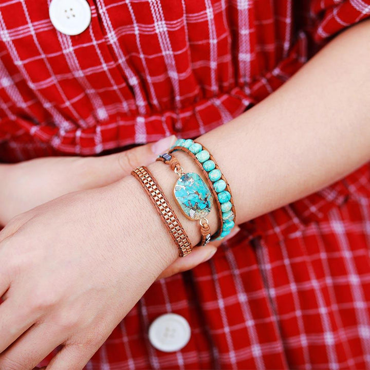 Turquoise Calming Energy Wrap Bracelet - Elara-State of Style