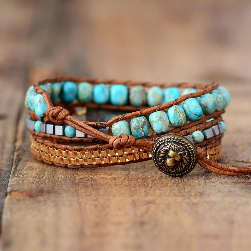 Turquoise Calming Energy Wrap Bracelet - Elara-State of Style