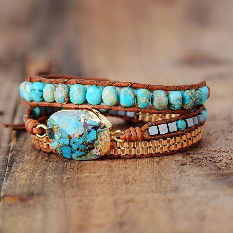 Turquoise Calming Energy Wrap Bracelet - Elara-State of Style