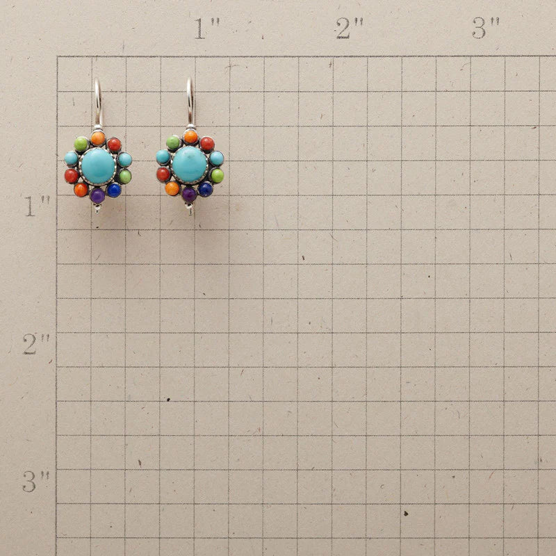 Turquoise Multicolour Hoop Earrings - Zenya-State of Style