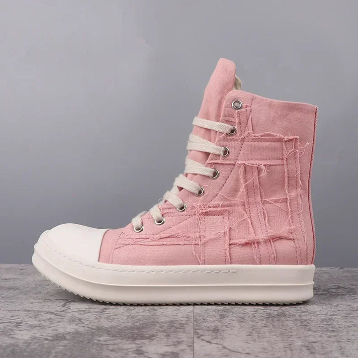 Twinkle Toes Sneakers – Retro Pink Canvas High & Low-Cut Shoes-High-Cut Pink-AU 4.5-State of Style