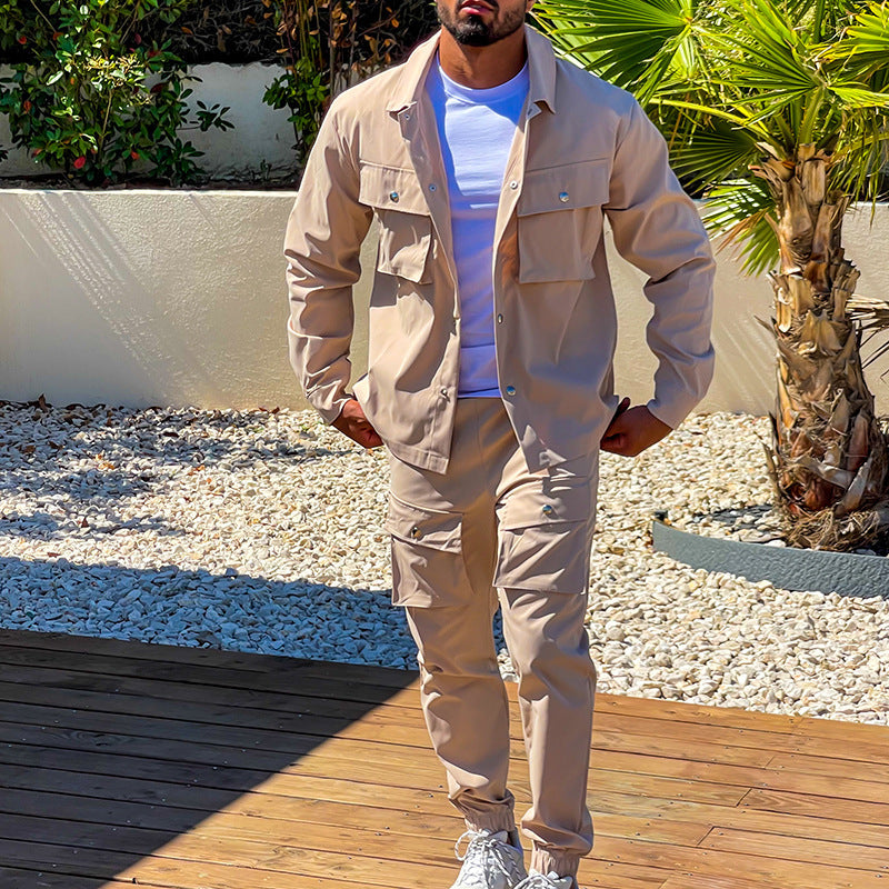 Two-Piece Cargo Set for Men - NomadCargo-Brown-S-State of Style