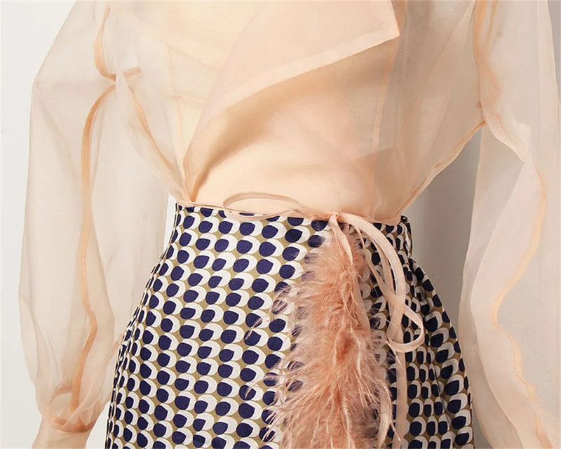 Two-Piece Chiffon Summer Set with Belt and Skirt – Maurelle-S-State of Style