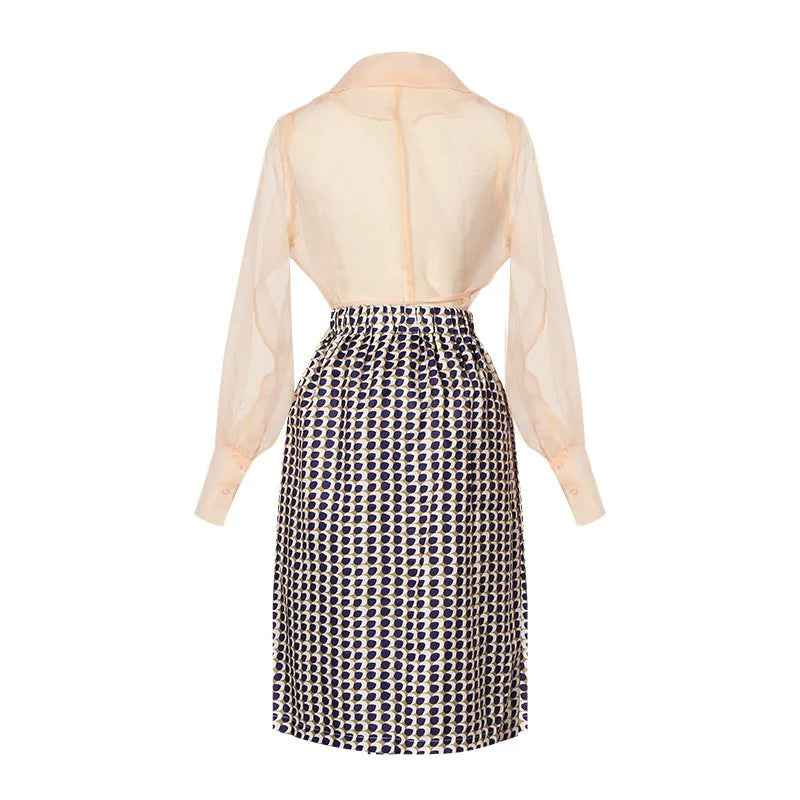 Two-Piece Chiffon Summer Set with Belt and Skirt – Maurelle-S-State of Style