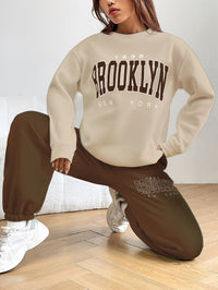 Two-piece Jogging Suit with Trendy Letter Print - Isabelle-Brown-S-State of Style