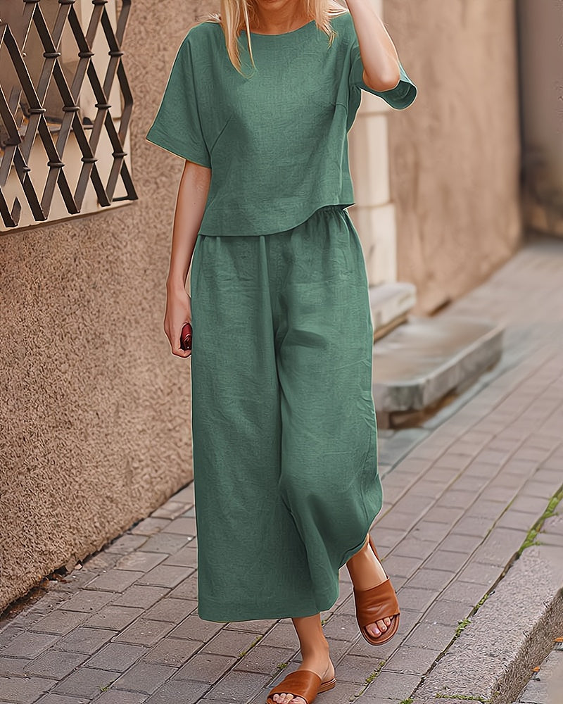 Two-Piece Ladies Lounge Set – Elise-Dark green-S-State of Style
