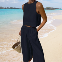 Two-Piece Ladies Summer Set – Amara-Dark blue-S-State of Style