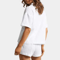 Two-piece ladies summer set with shirt and shorts – Noemi-Pink-XS-State of Style