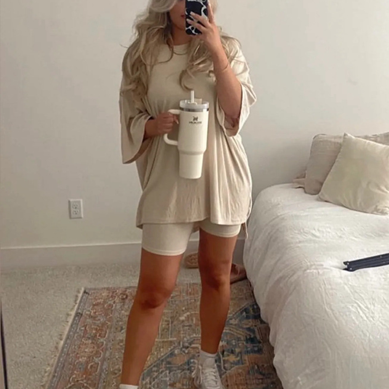 Two-piece lounge and leisurewear for women – Fenja-Oatmeal-S-State of Style