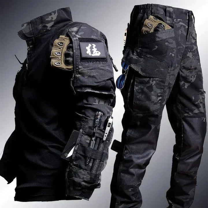 Two-Piece Men's Military Outfit - Logan-Black-S-State of Style