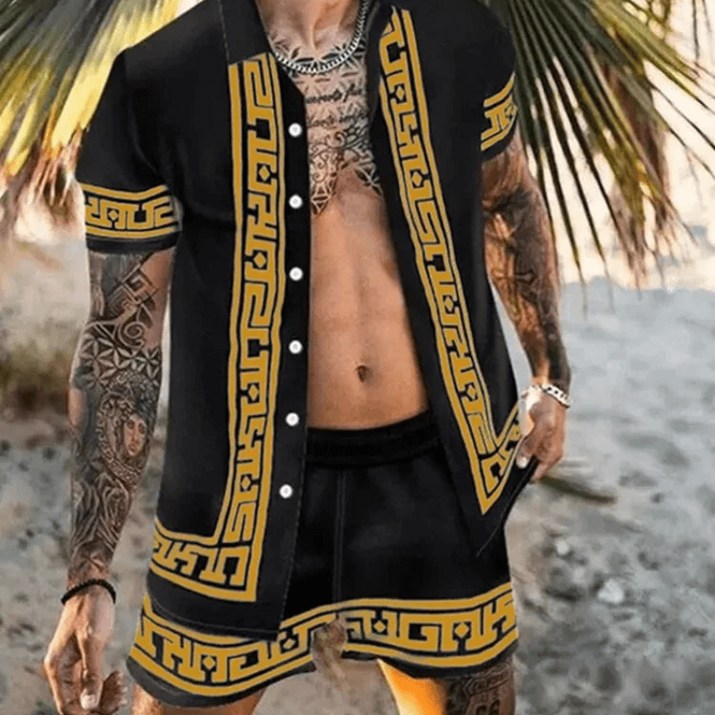 Two-piece men's summer set with patchwork print – Malik-Style 11-M-State of Style