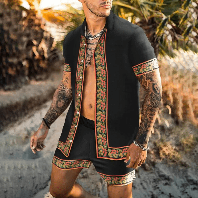 Two-piece men's summer set with patchwork print – Malik-Style 12-M-State of Style