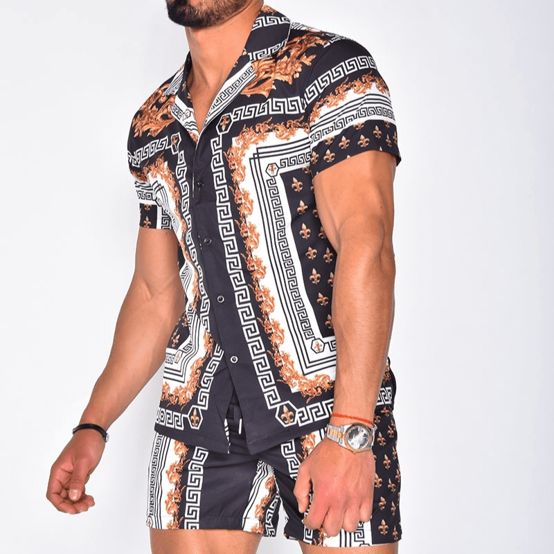 Two-piece men's summer set with patchwork print – Malik-Style 14-M-State of Style