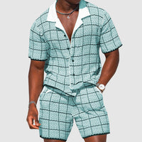 Two-piece Men's Summer Suit with Check Pattern – Jules-Blue-S-State of Style