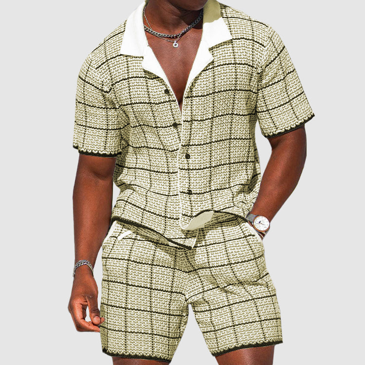 Two-piece Men's Summer Suit with Check Pattern – Jules-Yellow-S-State of Style