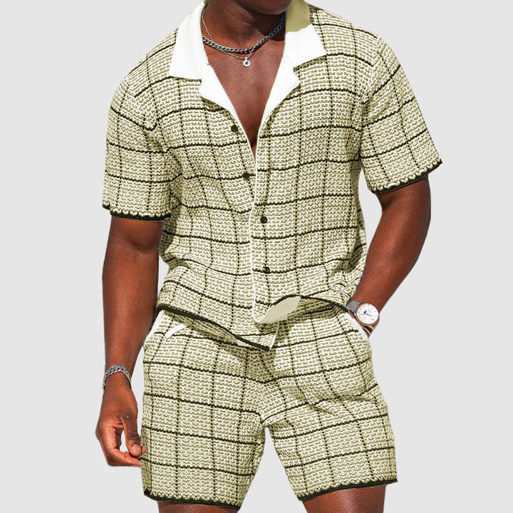 Two-piece Men's Summer Suit with Check Pattern – Jules-Yellow-S-State of Style