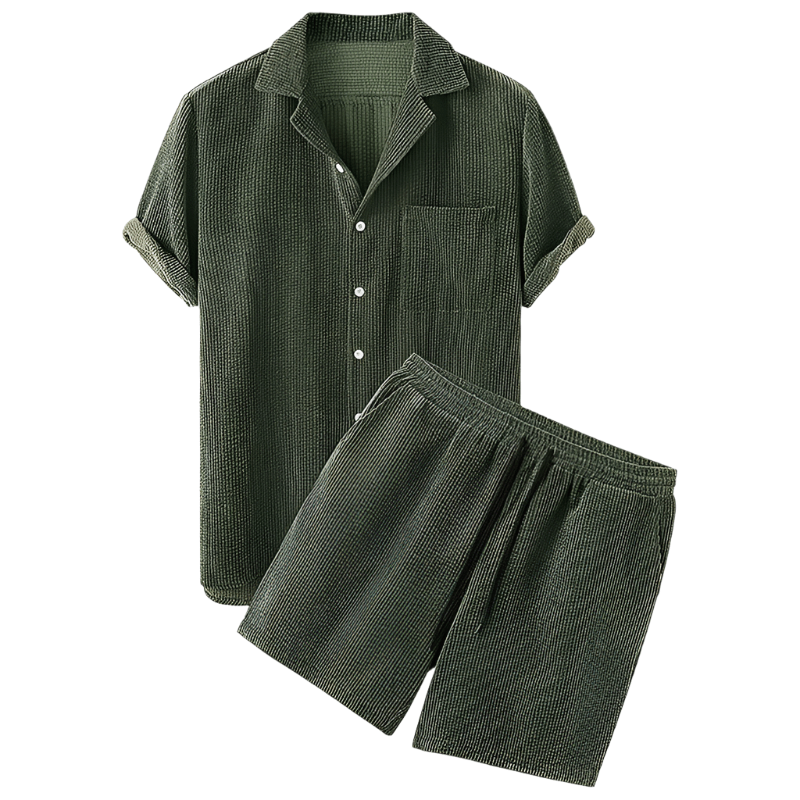 Two-Piece Men's Velvet Summer Set - Fabio-Green-State of Style