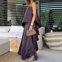 Two-Piece Off-Shoulder Blouse and Maxi Skirt Set for Women – Jolina-XS-State of Style