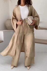Two-Piece Relax Set with Jacket and Trousers – Alizéa-Khaki-S-State of Style