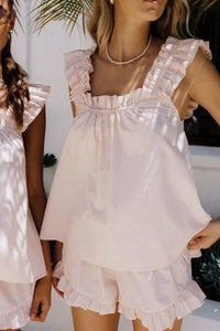 Two-piece ruffle pyjama set for summer – Nia-Pink-S-State of Style