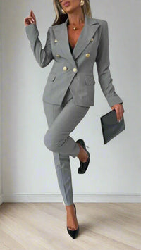 Two-Piece Set for Women – Top and Trousers in Modern Look – Soraya-Grey-S-State of Style