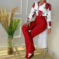 Two-Piece Set with Trousers and Blouse - Livia-Red-XS-State of Style
