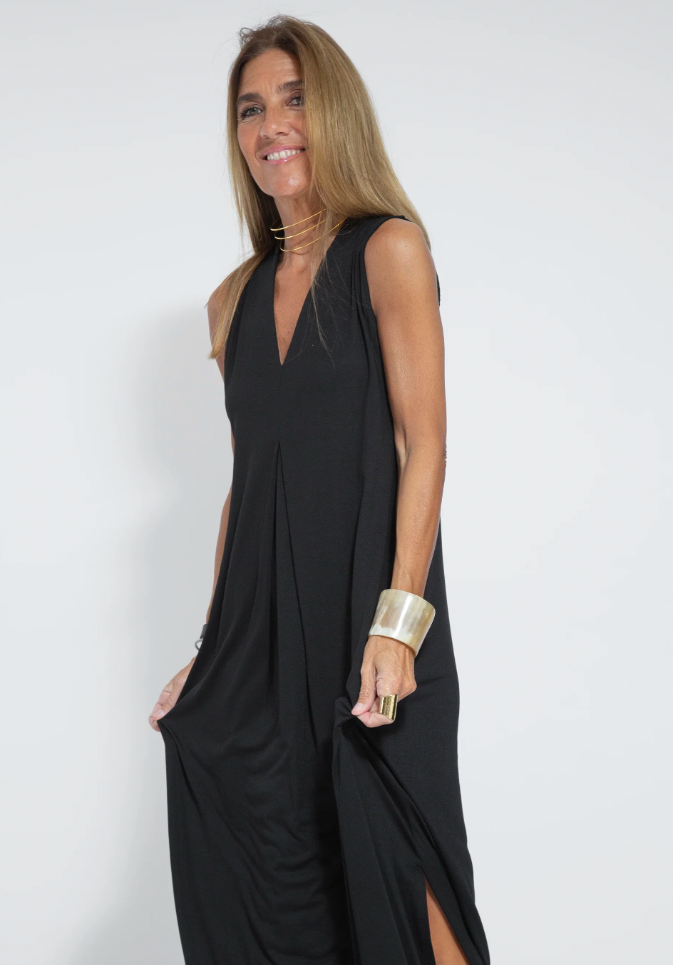 Two-piece Slimming Women's Dress with Vest – Loreen-Black with waistcoat-S-State of Style