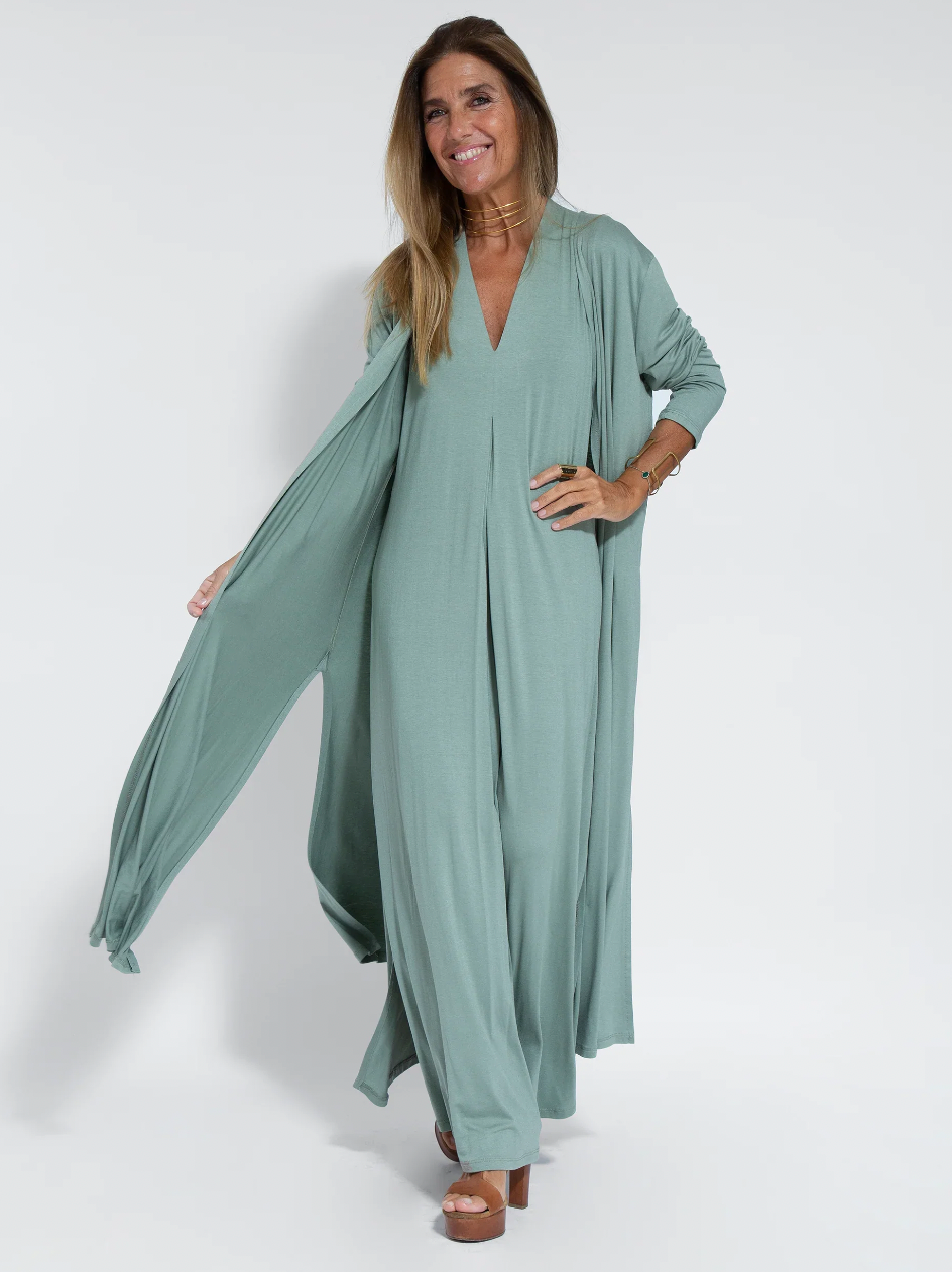 Two-piece Slimming Women's Dress with Vest – Loreen-Blue with vest-S-State of Style