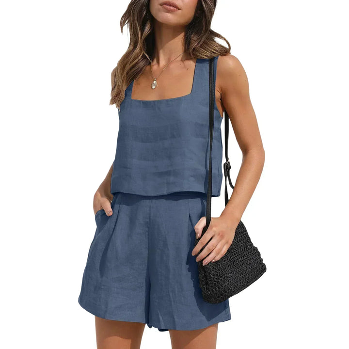 Two-piece summer outfit with style – Emilia-Dark blue-S-State of Style