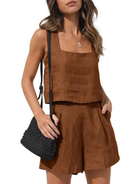 Two-piece summer outfit with style – Emilia-Dark brown-S-State of Style