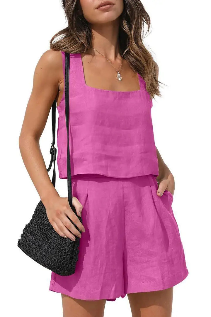 Two-piece summer outfit with style – Emilia-Pink-S-State of Style