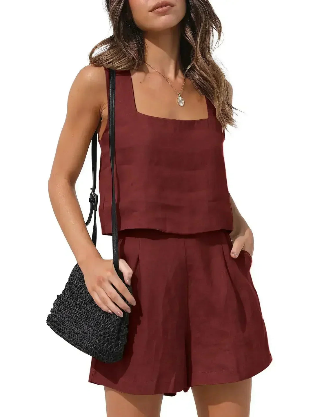 Two-piece summer outfit with style – Emilia-Red-S-State of Style