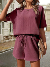 Two-Piece Summer Set for Ladies - Isla-Bordeaux red-S-State of Style