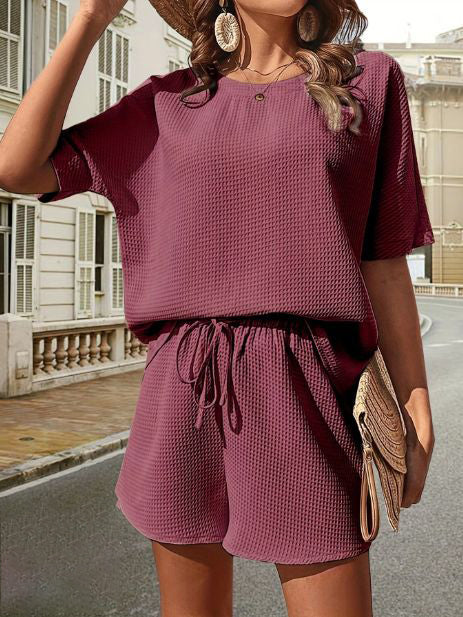 Two-Piece Summer Set for Ladies - Isla-Bordeaux red-S-State of Style